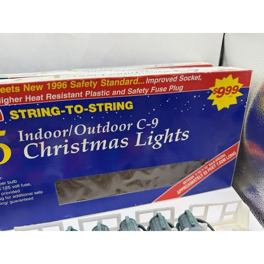 Joy Brite Christmas Multicolor Lights Set VTG C9 Glass Box Three Sets Vintage